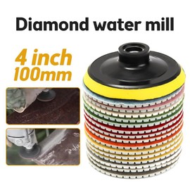 8PCS 인치 키트 100MM 콘크리트 다이아몬드 사용 디스크 세트에 석재 연삭 대리석 패드 습식 건식 화강암 8PCS Inch Kit 100MM Concrete Diamond Discs Set for Stone Marble Granite Wet Dry Grinding [8PCS]