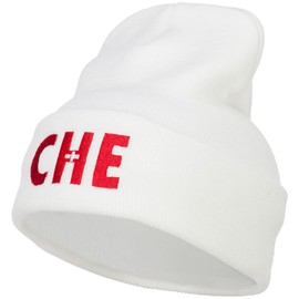 e4Hats.com Switzerland Che Flag Embroidered Long Beanie - White OSFM