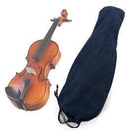 Violin Velvet Dust Cover, Protective Soft Fabric Storage Bag Dark Blue (L - for 3/4, 4/4 Size Violins)