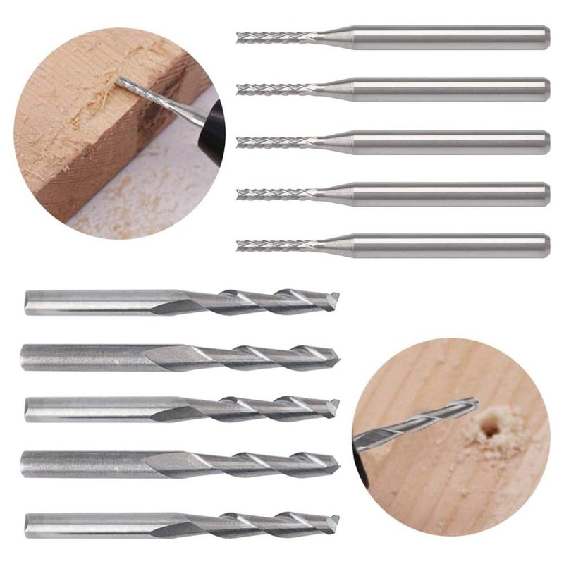Gasea 12pcs 1/8" Shank Tungsten Carbide End Mill Cutter Bits