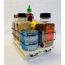 Vertical Spice - 33x1x11 DC - Spice Organizer - 2 Individual Cabinet Drawers for Large Containers - Size: 6.9" Width x 5.0" Height x 10.6" Depth - Made In USA