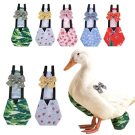 Magnoloran 2 Pack Chicken Diapers for Hens, Roosters, Diapers for Ducks, Ducklings, Reusable Pet Diaper with Bow Ties Waterproof Poultry Nappies Pet Clothes for Geese Pet Ducks-Camouflage&Blue,S
