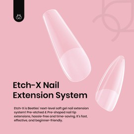 Beetles Gel Nail Tips Short Coffin Pre-Etched Nail Tips, 12 Sizes 288 Pcs Full Cover Soft Nail Tips Half Matte False Nails Clear Acrylic Glue on Nails Extension DIY Manicure Gifts for Women Girls