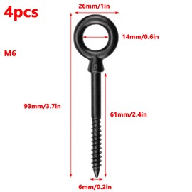 Antrader Eye Hooks Screw in Heavy Duty,Screw Hooks Eye Bolts for Wood Securing,Hammock Stand, Indoor & Outdoor Use,Black (M6)