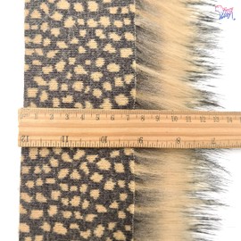 Furryvalley Faux Fur Trim Raccon Fox Fur Ribbon Craft Furry Stripe for Slippers Slides Fringe 2 Yards (Khaki)
