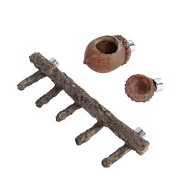 REPTI ZOO Jumping Spider Hideout and Feeding Dish, Nut Shaped Hide and Cave Sets for Spider Playing, Feeding and Climbing, Pet Spider Enclosure Accessories