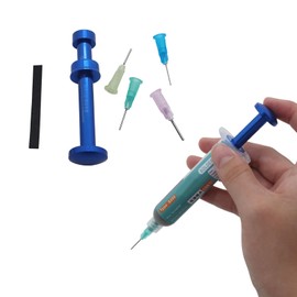 ROYALEAD Aluminum Alloy Manual Syringes Dispenser Plunger Tool Solder Flux Pastes Booster for UV Solder Mask Ink Welding Oil Push