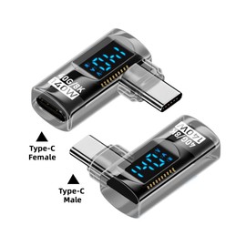 cablecc 40Gbps 140W USB4.0 Type-C Smart LED Display USB-C Male to Female Extension Adapter Left Right Angled Current Voltage Monitoring