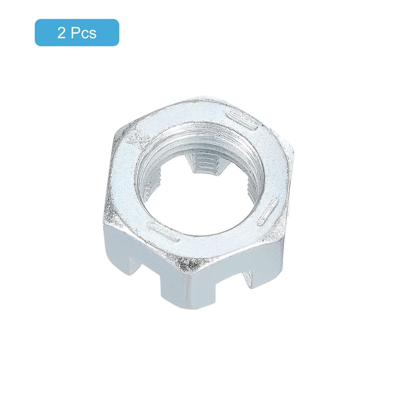 sourcing map 3/4-16 UNF Hexagon Slotted Nut, Grade 6.8 Zinc-Plated