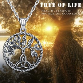 Tree of Life Necklace, Sterling Silver 925, Tree of Life Pendant Chain for Women, Tree of Life Jewellery, Gifts for Women, Girls, Mum, Silver, No Gemstone