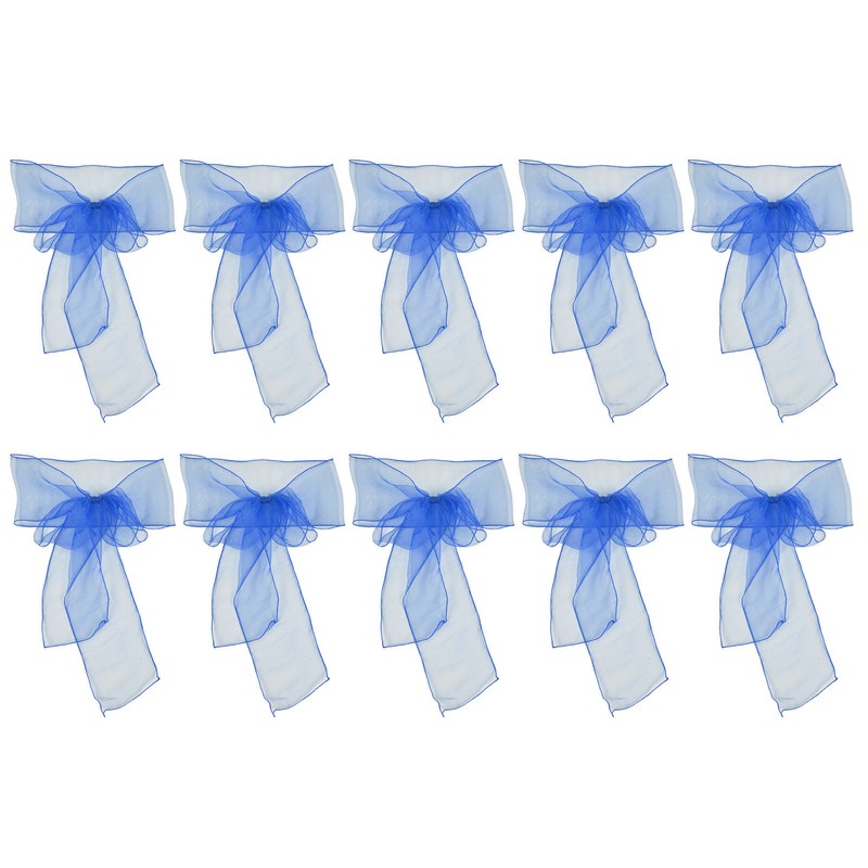 10Pcs Organza Banquet Chair Sash Exquisite Chair Bows Sashes for