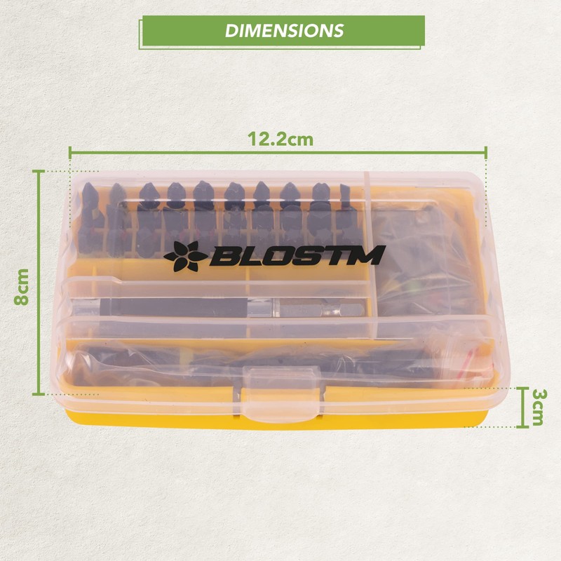 BLOSTM Impact Driver Bit Set - 44pcs Shock-Resistant Steel Impact