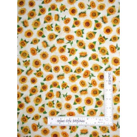 Quilting Treasures Sunflowers Sun Flower Toss Cream Cotton Fabric Always Face Sunshine QT By Yard