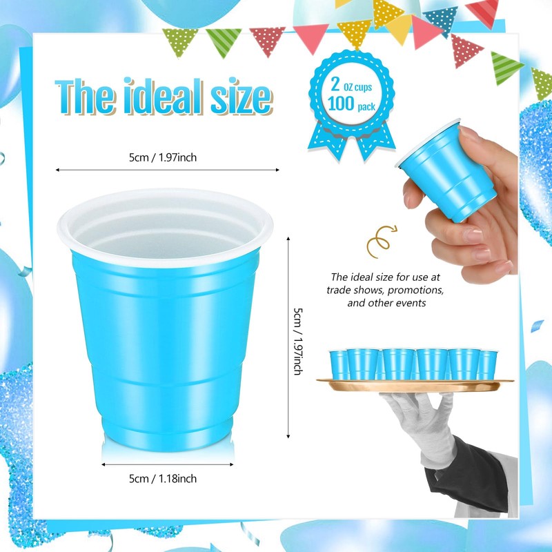 Roshtia 100 Pack 2 oz Plastic Shot Cups, Mini Disposable