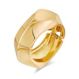 Gold Bangle Gold Bracelet For Women Cuff Bangle Bracelet Chunky Gold Bracelet Open Cuff Braclet Simple Polished Gold Wrist Cuffs Bracelet (One size, Golden)