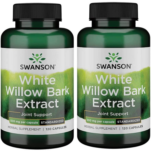 Swanson White Willow Bark Extract 500 Milligrams 120 Capsules (2 Pack)
