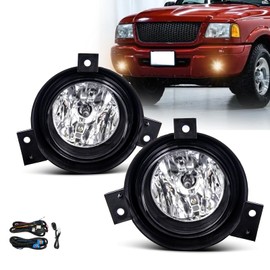 SPIEGEER Fog Lights Assembly for 2001 2002 2003 Ford Ranger Replacement Kit with Switch and Wiring H10 12V 42W Halogen Bulbs ​Clear Lens
