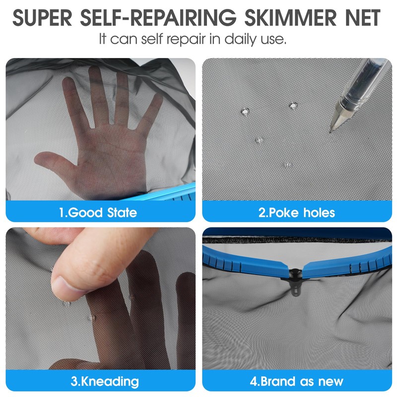 Upgraded Self-Repair Pool Net, Pool & Pond Cleaning Skimmer with