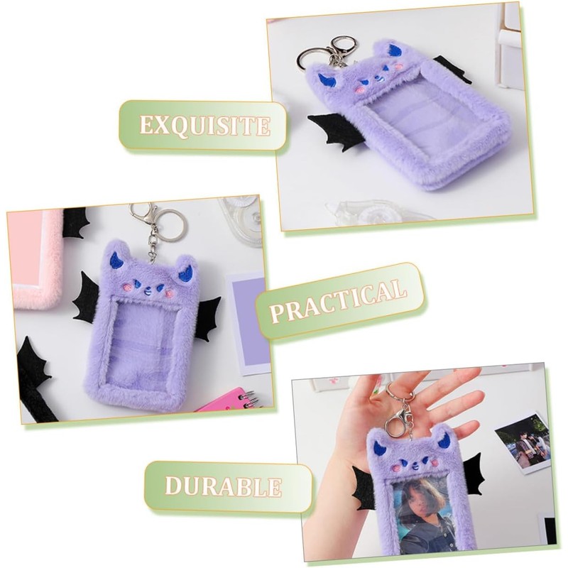 Plush Card Holder con Clip Protector para Tarjetas Id y