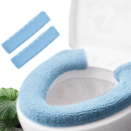 2pcs Toilet-seat Cushion Warmer Cover – Toilet seat Cover Pads Plush Warm Thick Bathroom Warmer 2pcs sky blue