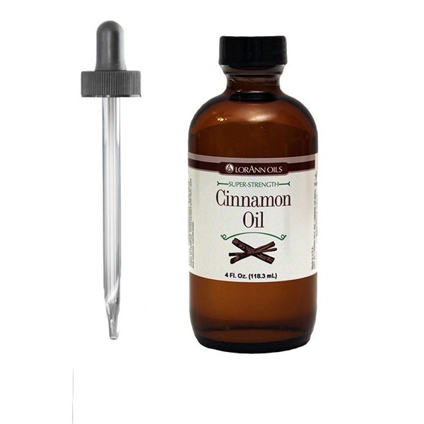 LorAnn Cinnamon Oil Super Strength Flavor, 4 ounce bottle - Includes a threaded Glass Dropper