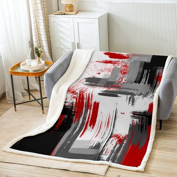 Abstract Plush Blanket Modern Abstract Art Fleece Throw Blanket for