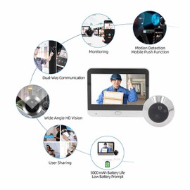 FOSA Video Door Viewer for Home Security Systems, Digital Door Camera Electronic Door Viewer Peephole Camera 1080P 120 Degree Viewing Night Vision Intercom