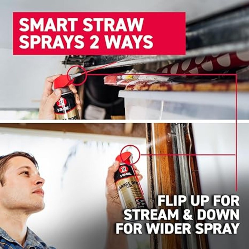 3-IN-ONE Professional Garage Door Lubricant with Smart Straw Sprays 2