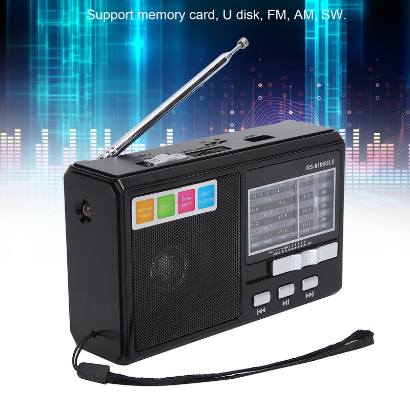Solar Charging Radio Portable Radio with Emergency LED Flashlight Support