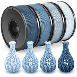 PLA Filament Bundle, 3D Printer Filament 1.75mm Bundle, High Toughness Clog-Free & Bubble-Free Extrusion, Dimensional Accuracy +/- 0.02mm,Print with Most 3D Printers,4PACK 1KG (4-Color Navy Blue)