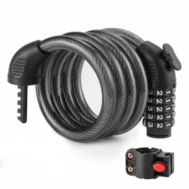 1Pcs Combination Bike Lock Cable, Heavy Duty Anti Theft Bike, Scooter Lock, Cable for Cycling Daily Commute(Black)