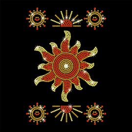 GOMAKERER Pack of 7 Rhinestone Transfer Iron-On Sun Sunshine Hot Fix Iron-On Transfer Sticker Crystal Heat Transfer Clothing Repair Decor for T Shirt Hat Jacket Decor DIY Accessories