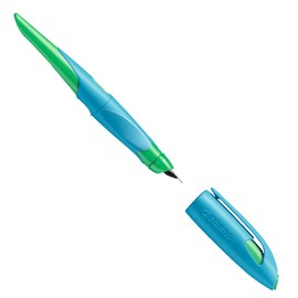 Ergonomic School Fountain Pen - STABILO EASYbirdy - A Nib - Left Handed - Sky Blue/Grass Green