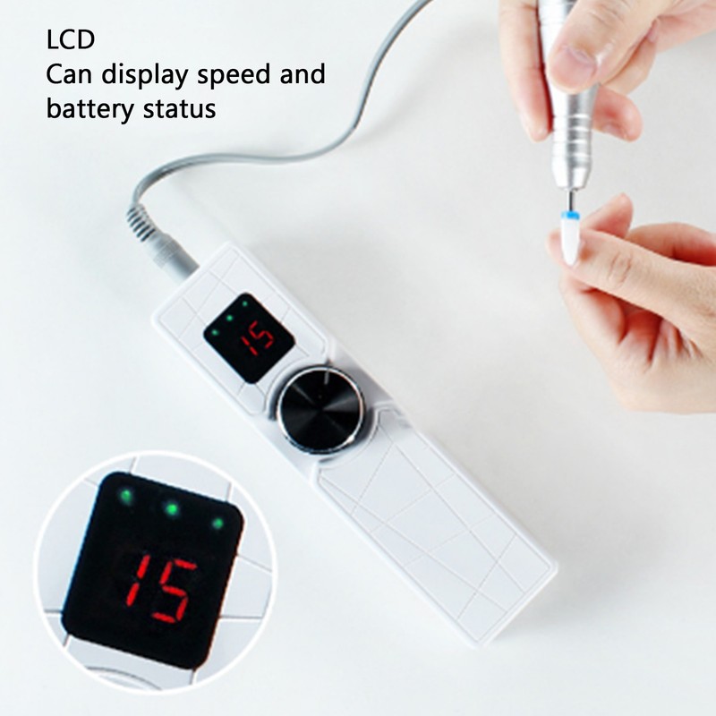 LCD Nail Drill Machine Portable USB Charging Adjustable Electric Nail