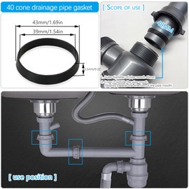 6PCS Kitchen Sink Filter Sealing Ring, Drain Pipe conical Rubber Gasket, Waste Pipe Gasket, 1.77-inch Drain Pipe Sink Odor Collector Siphon, 45mm Inclined Sliding Joint Rubber Ring