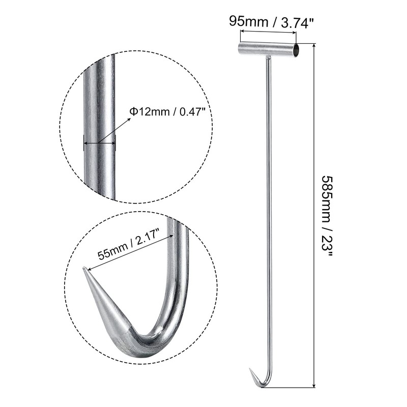 uxcell 23inch T-Handle Meat Boning Hook, Galvanized T Hooks for