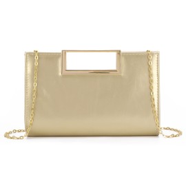 EVEOUT Clutch for Women PU Leather Evening Handbag with Shoulder Chian Party Handbag Stylish Shoulder Bag for Party Dinner, gold, Minimal