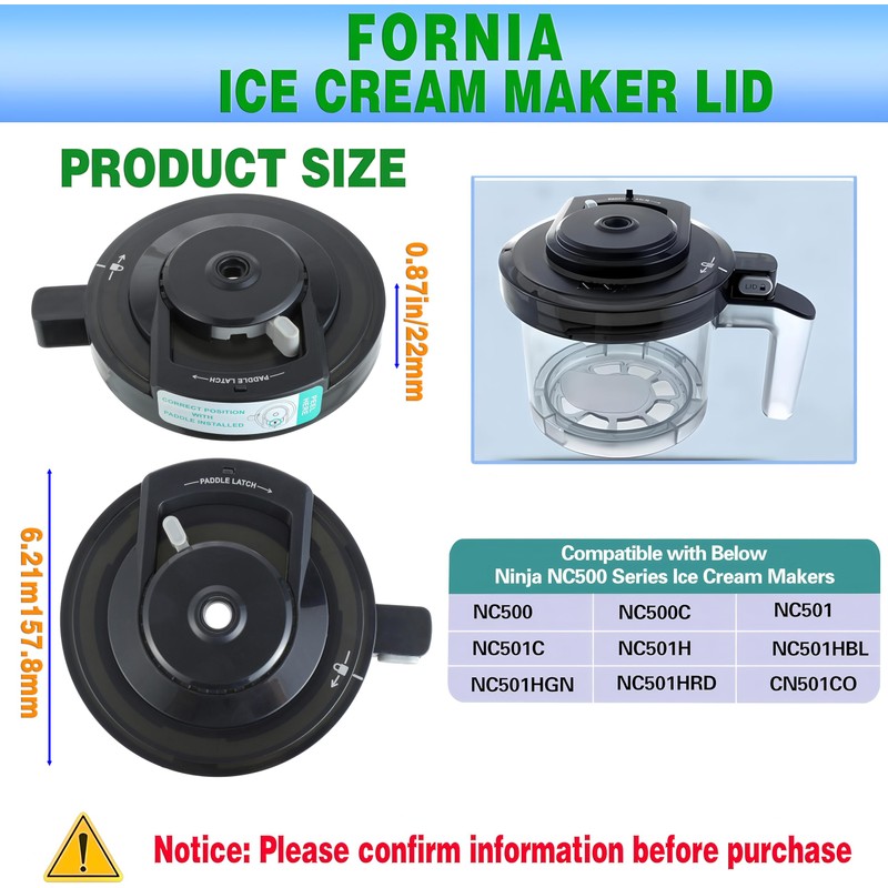 Outer Bowl Lid for Ninja NC500 Ice Cream Maker, Reusable
