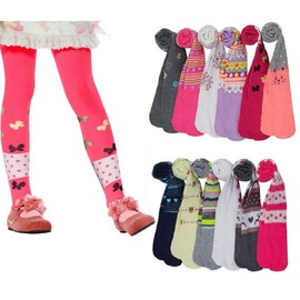 I&S 6 Pack Girl's Winter Tights Fashion Kids Stretch Comfortable Assorted Colors Designs (Large - (Age: 7-10 Years), Assorted Prints & Designs)