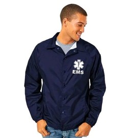 Service and First Responders EMS Coach Jackets Event Staff Men’s and Women’s Cosplay Windbreaker (US, Alpha, X-Large, Regular, Regular, EMS - Navy Ver. 1)