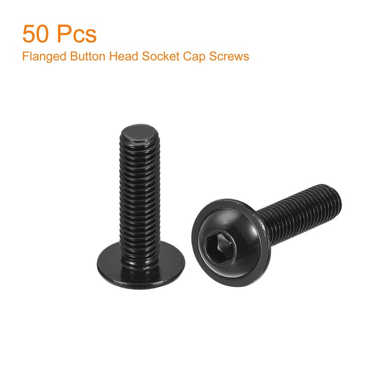 sourcing map Flanged Button Head Socket Cap Screws, 50 Pcs