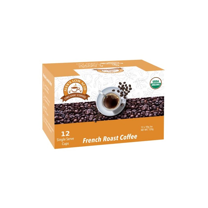 Alex's Low Acid Organic Coffee K-Cups (12 Servings) - French