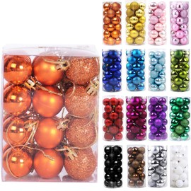 Emopeak 24Pcs Christmas Balls Ornaments for Xmas Christmas Tree - Shatterproof Christmas Tree Decorations Hanging Ball for Holiday Wedding Party Decoration (Orange, 1.2"-3.1CM)