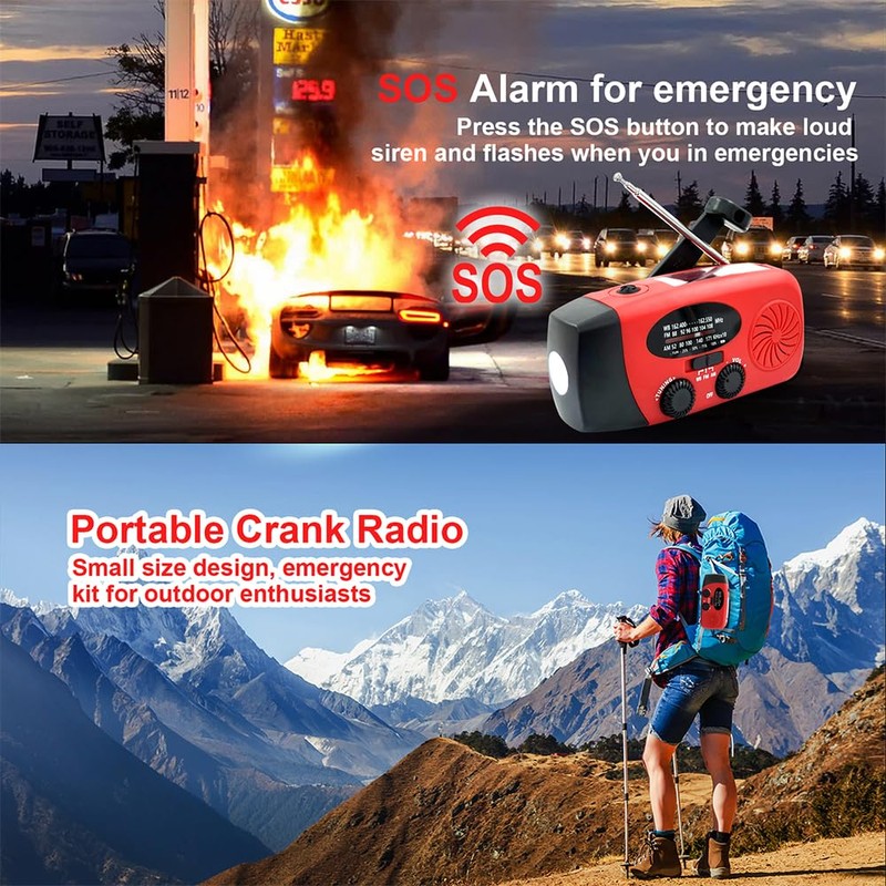 NOCTINGALE Hand Crank Emergency Radio, AM/FM/NOAA Weather Radio with 2000mAh