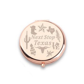WUSUANED Texas State Travel Makeup Mirror Next Stop Texas Mirror Texas Souvenirs Gift Texas Lover Gift for Traveller (Texas Travel Mirror)