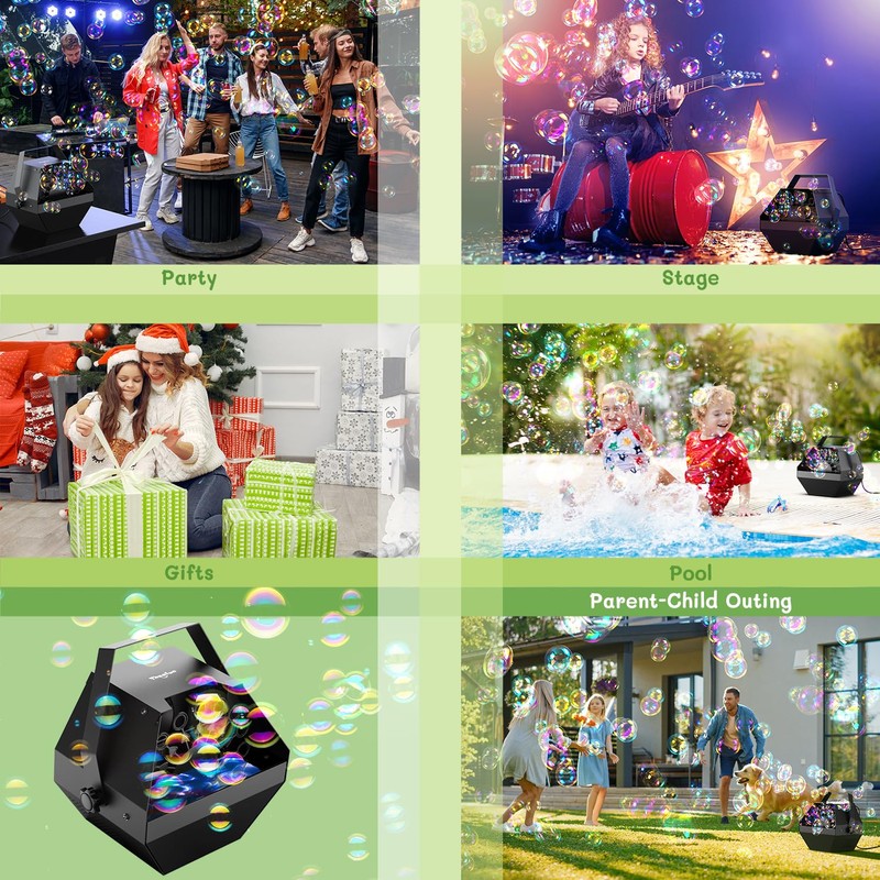 Theefun Bubble Machine: Remote Control 750ML Metal Bubble Blower Machine