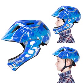 Kids Full Face Bike Helmet Kids Helmet with Detachable Chin Guard Toddler Safety Helmet for MTB Skateboarding Scooter Roller Skating Cyclings