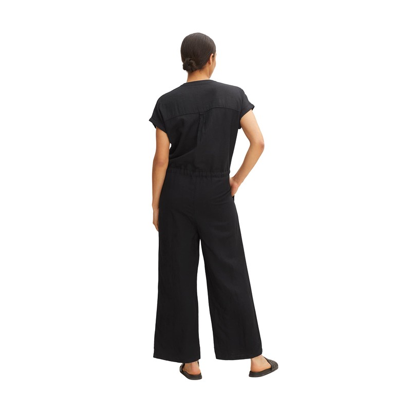 TOM TAILOR Women's Linen Jumpsuit, 14482 - Deep Black