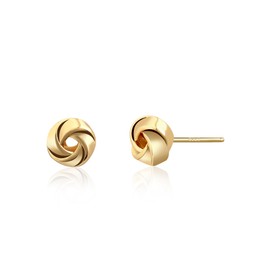 Hypoallergenic Small Knot Stud Earrings | 14K Gold Plated Rose Jewelry | 5MM Dainty Love Gift for Mothers Day, Sensitive Ears & Anniversary Romance