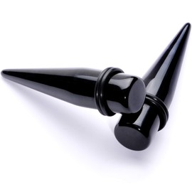 Body Candy Unisex Ear Gauges Stretching Kit Straight Tapers for Stretched Ears Black Acrylic Taper Set 9/16"